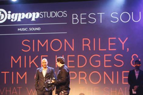 Simon Riley, Mike Hedges and Tim Chaproniere win Best Sound Award for What We Do in the Shadows