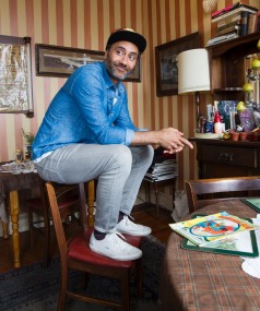 At work: Taika Waititi at Arthur's, where he goes with his laptop. ROSS GIBLIN/FAIRFAX NZ